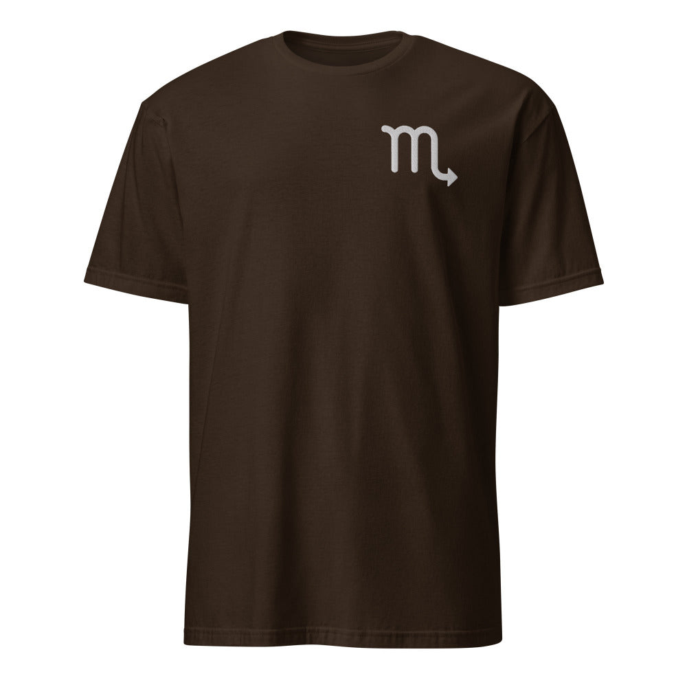 Scorpio Zodiac Embroidered TShirt - Dark Chocolate Color - https://ascensionemporium.net